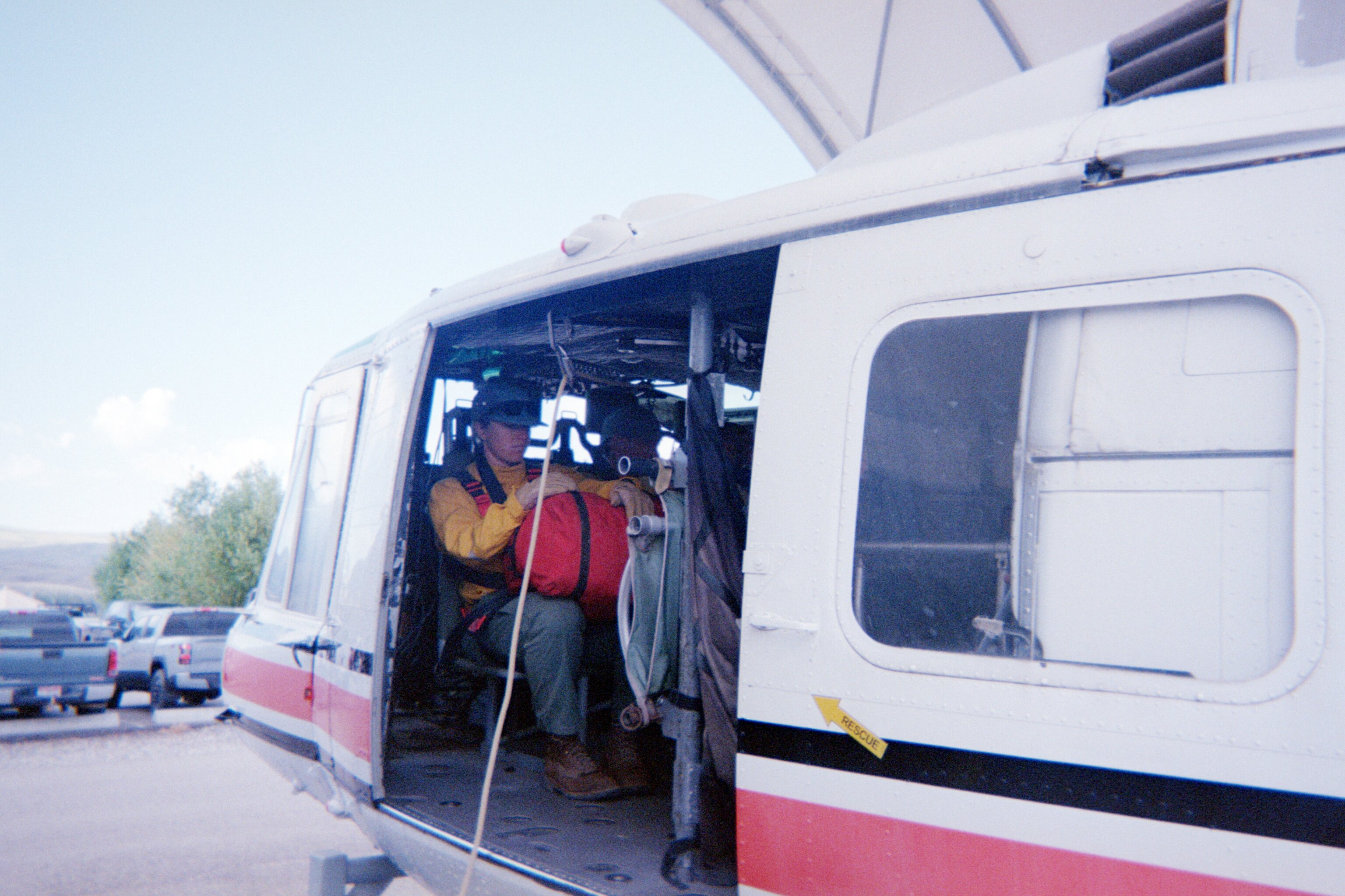 North Idaho Rappellers rookies practice aircraft exit procedures in empty hulls at the National Rappel Academy in Salmon, Idaho.
