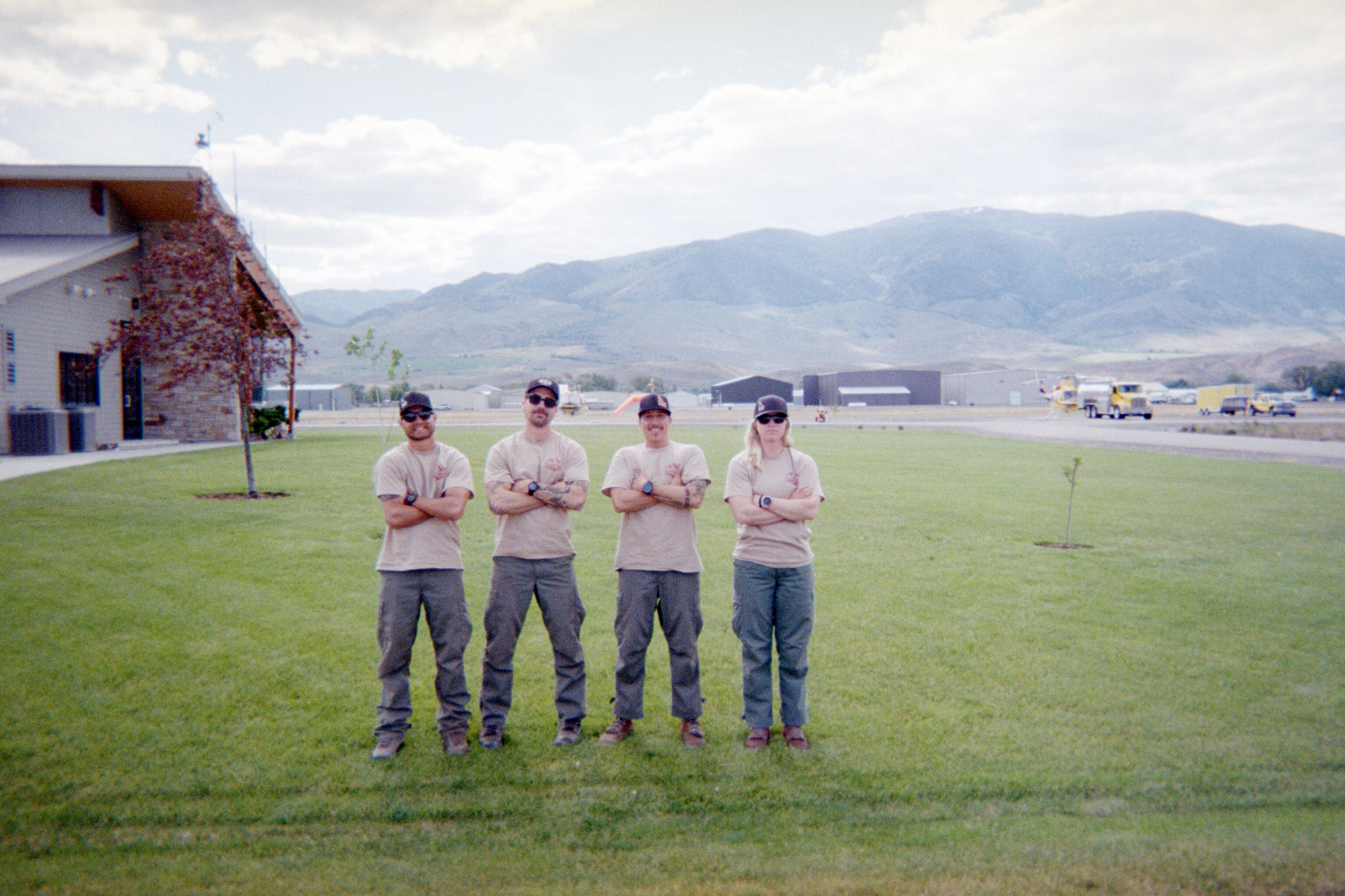 Graduating rookies from the National Rappel Academy in Salmon, Idaho, completing the training required to become USFS heli-rappellers.